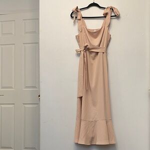 Dusty Pink Sleeveless Tie Dress